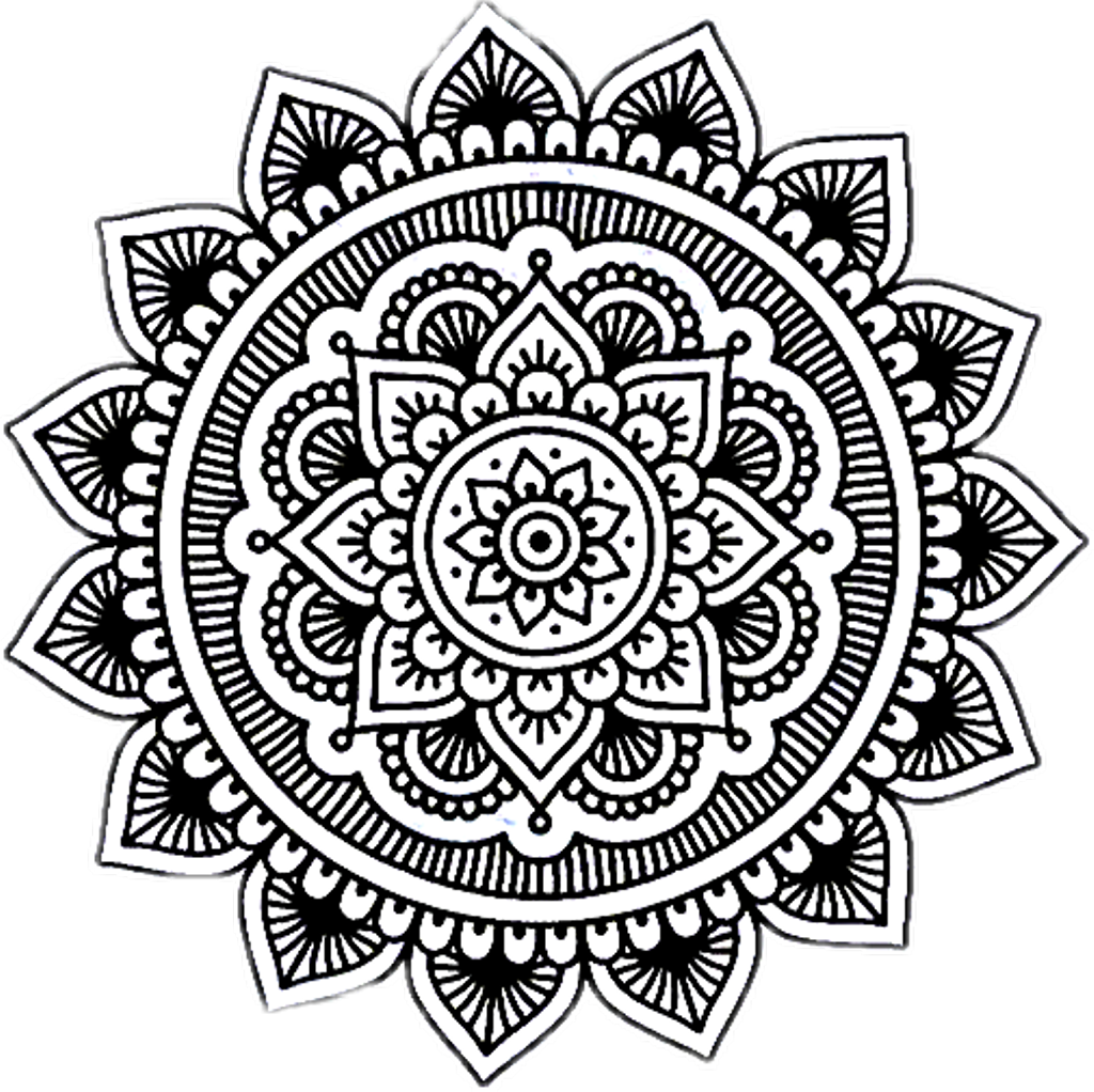 Intricate Mandala Design Blackand White PNG