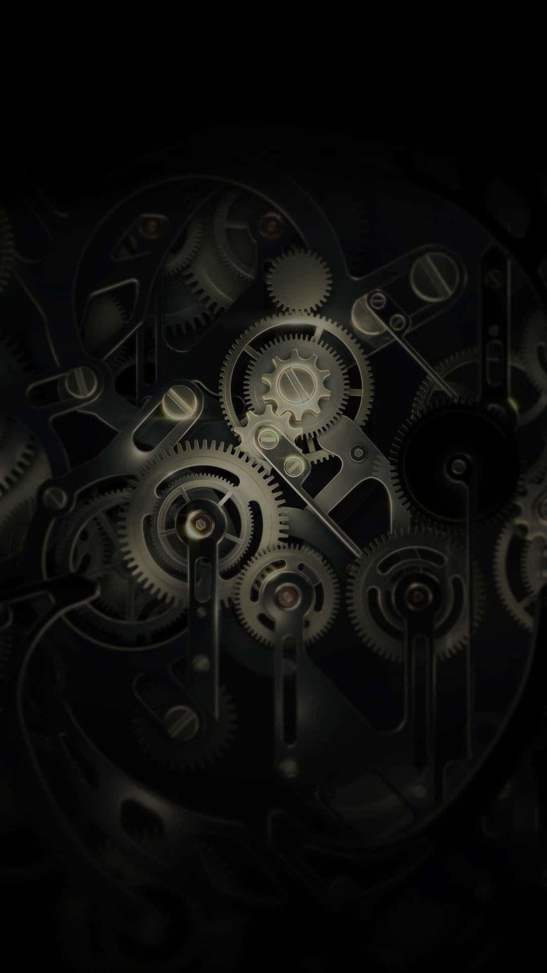 Intricate Mechanical Gears Dark Backdrop Wallpaper