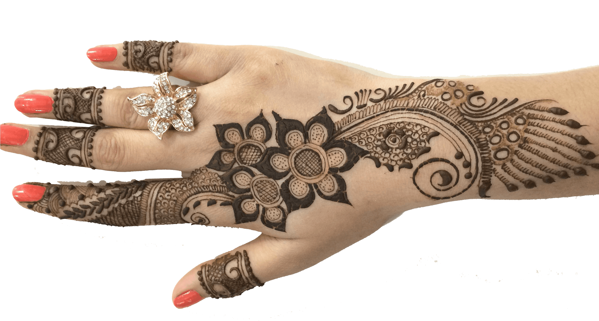 Intricate Mehndi Designon Handwith Ring PNG