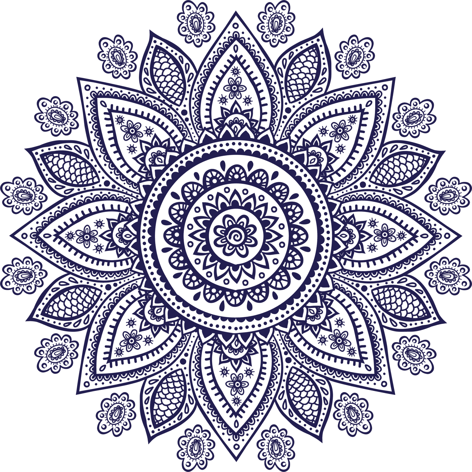 Intricate Navy Mandala Design PNG