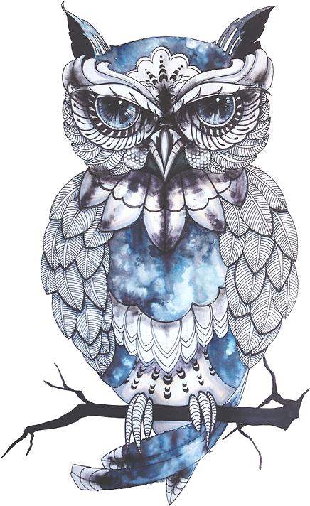 Intricate Owl Tattoo Design PNG