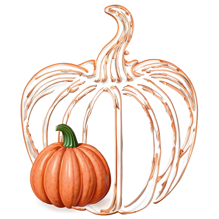 Intricate Pumpkin Outline Creation Png 2 PNG