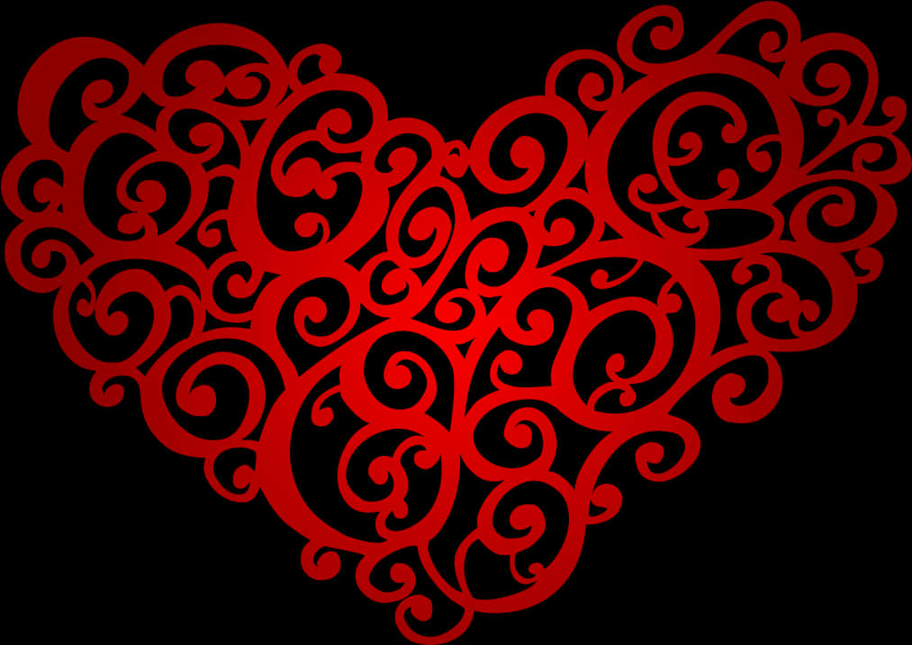 Intricate Red Heart Design PNG