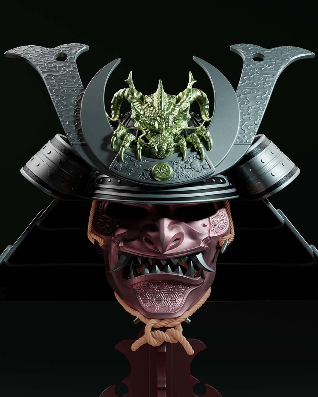 Intricate Samurai Helm Ontwerp Achtergrond