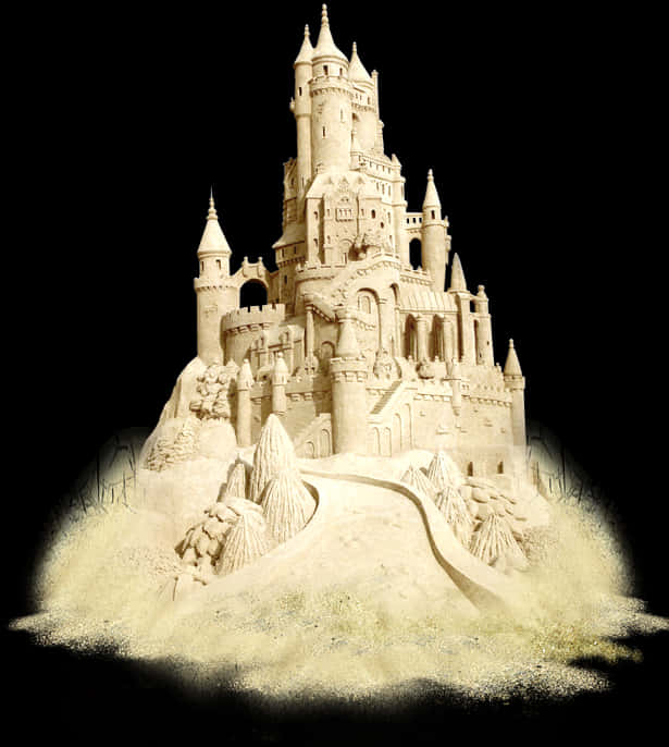 Intricate Sand Castle Sculpture PNG