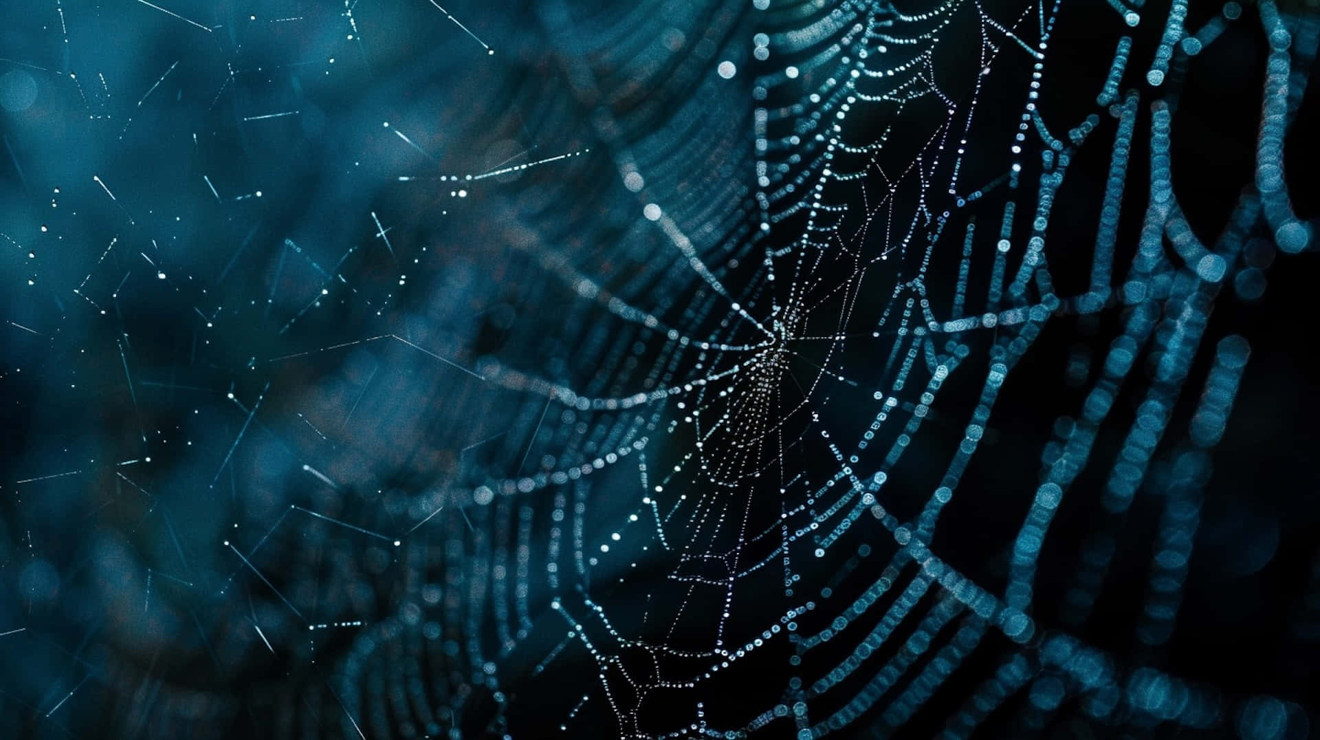 Intricate Spider Web Dew Drops Wallpaper