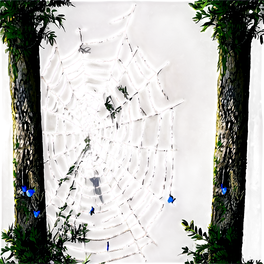 Intricate Spider Web Forest Scene PNG