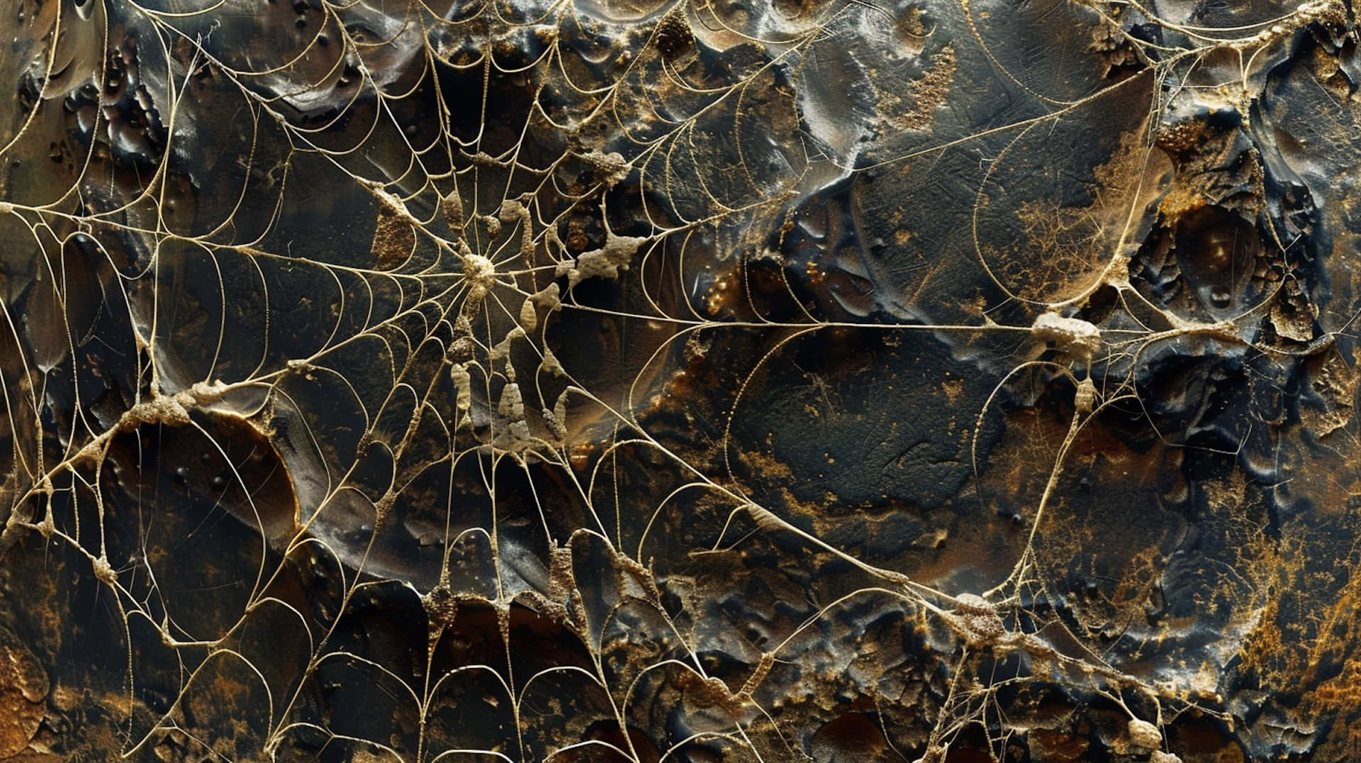 Intricate Spider Webon Rustic Background Wallpaper