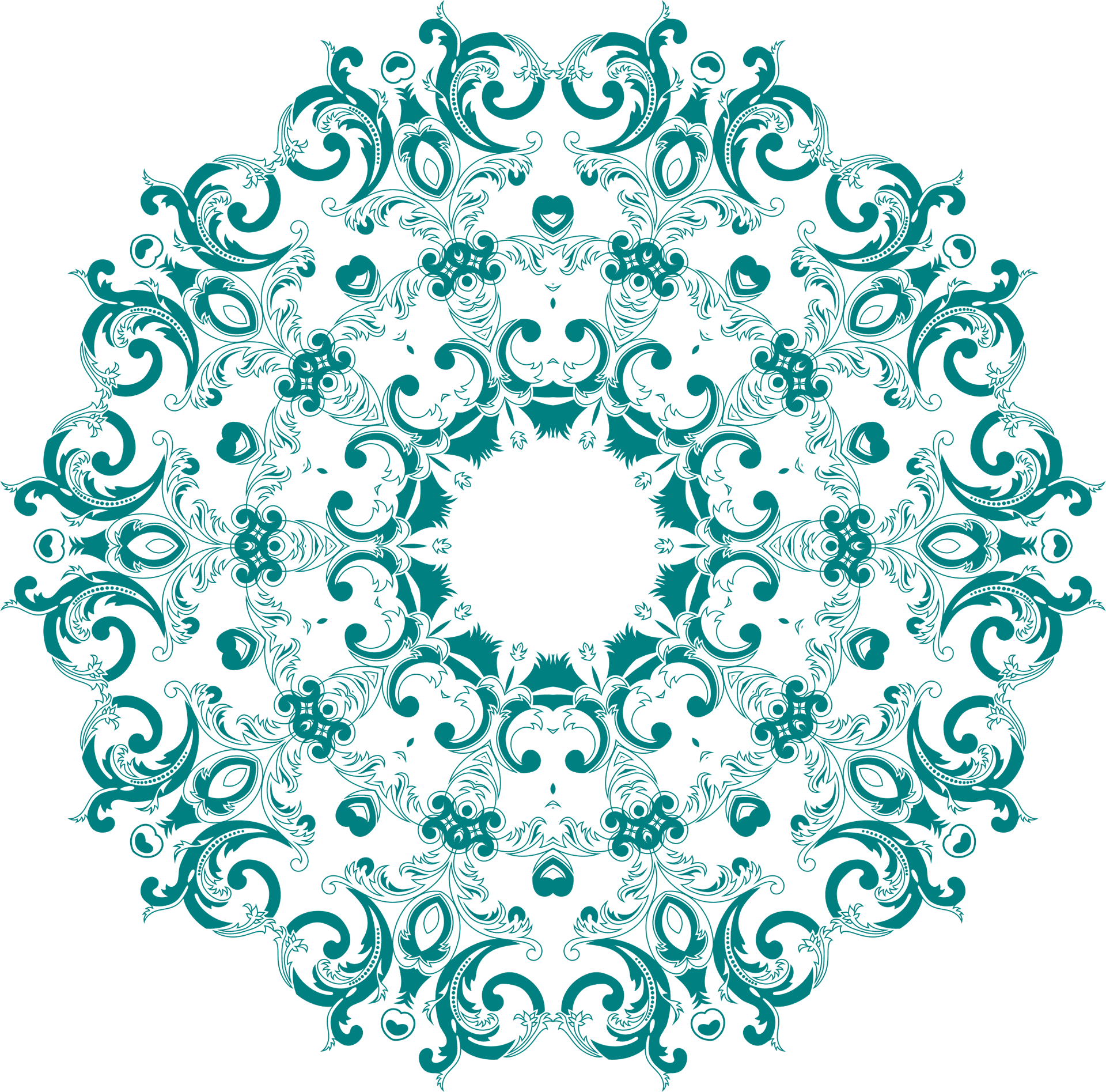 Intricate Teal Floral Mandala Pattern PNG