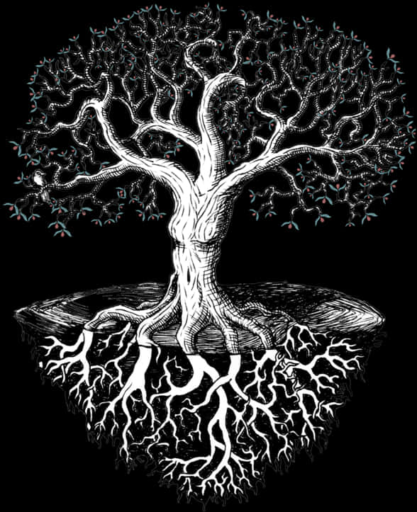 Intricate Treeand Roots Artwork PNG