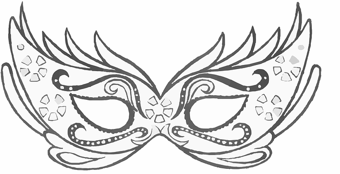 Intricate Venetian Mask Outline PNG