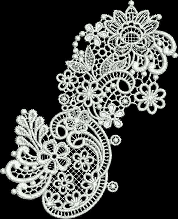 Intricate White Lace Design PNG