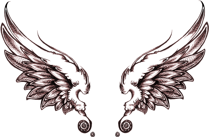 Intricate Wing Tattoo Design PNG