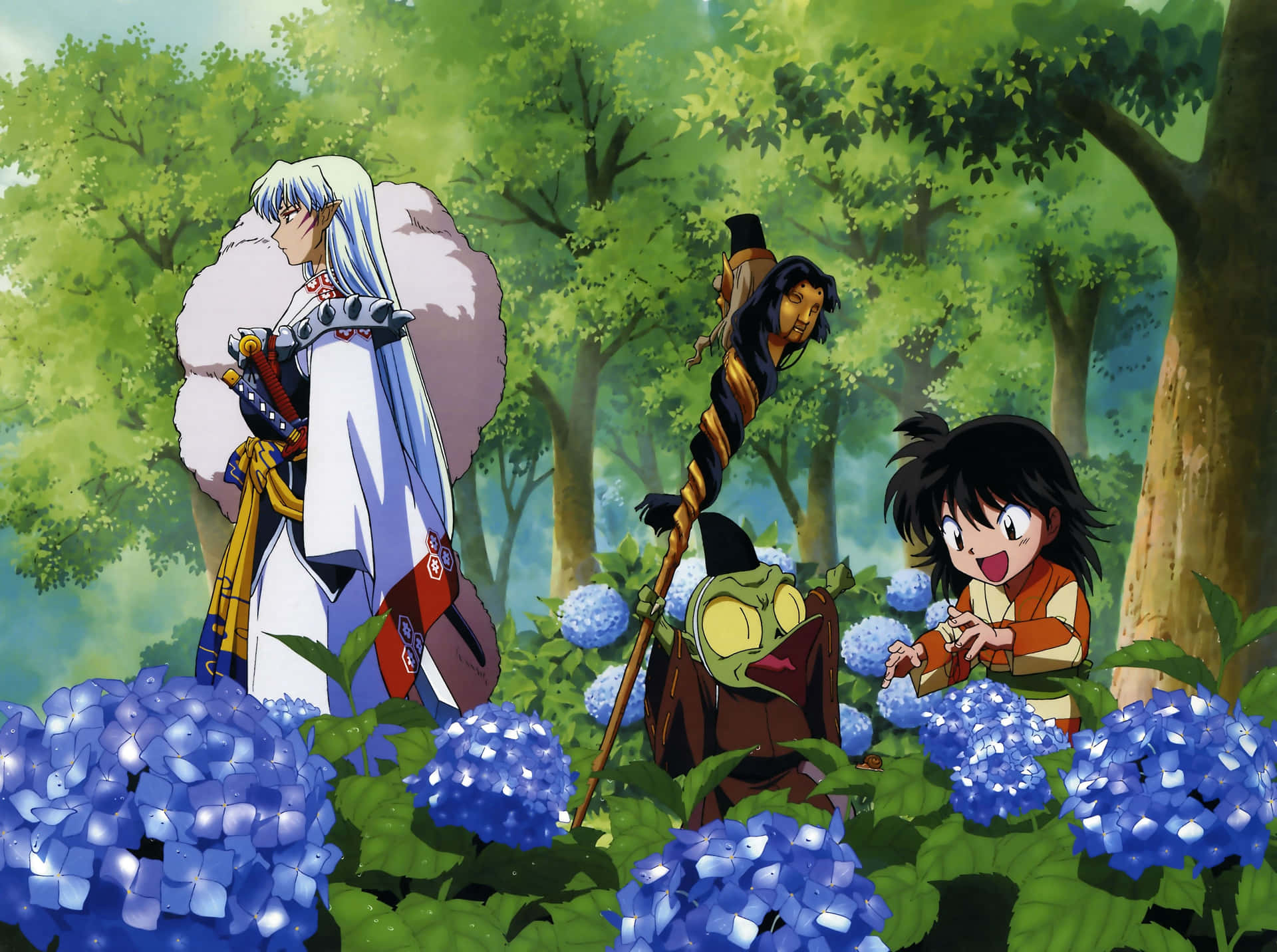 Join Inuyasha and his companions on a thrilling journey through Japan's feudal era! Wallpaper