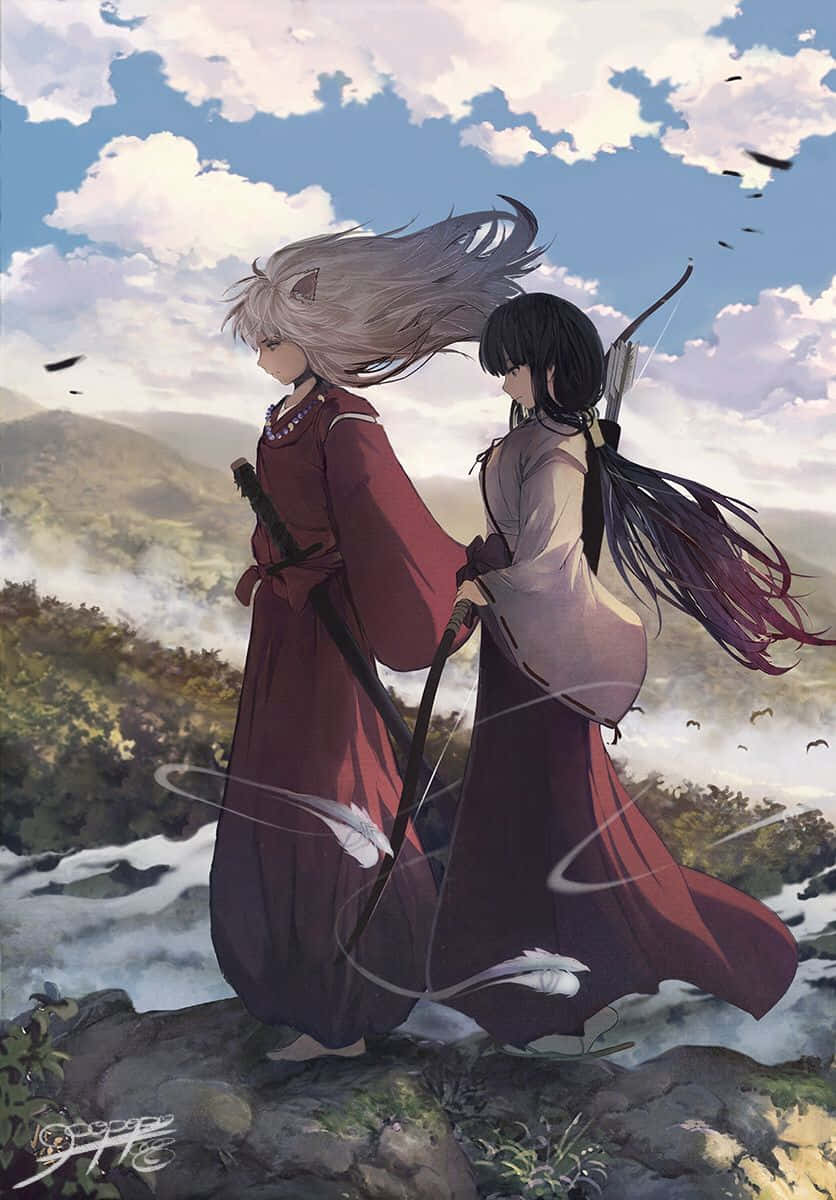 Inuyasha And Kikyo In An Emotional Scene Wallpaper