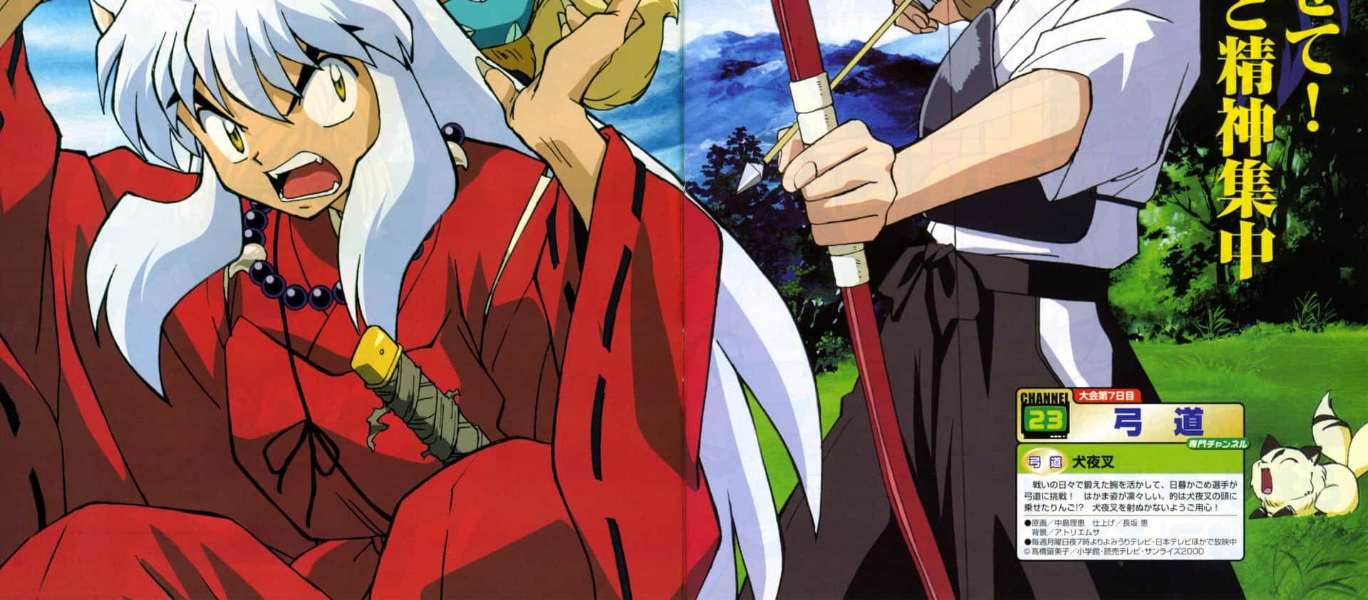 Inuyasha and Kirara in action Wallpaper