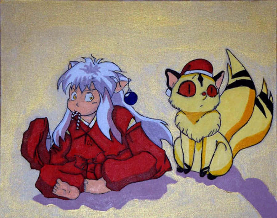 Inuyasha and Kirara - Friends and allies in a mystical world Wallpaper