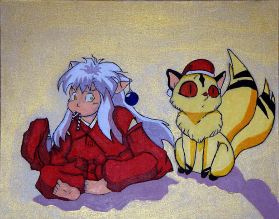 Inuyasha Dan Kirara Bersantai Wallpaper