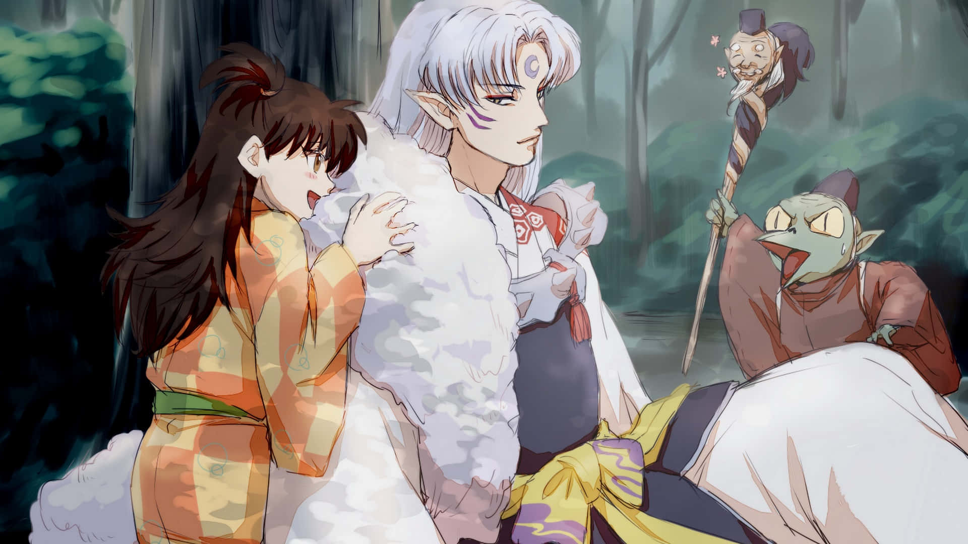 Inuyasha and Rin - A Special Bond Wallpaper