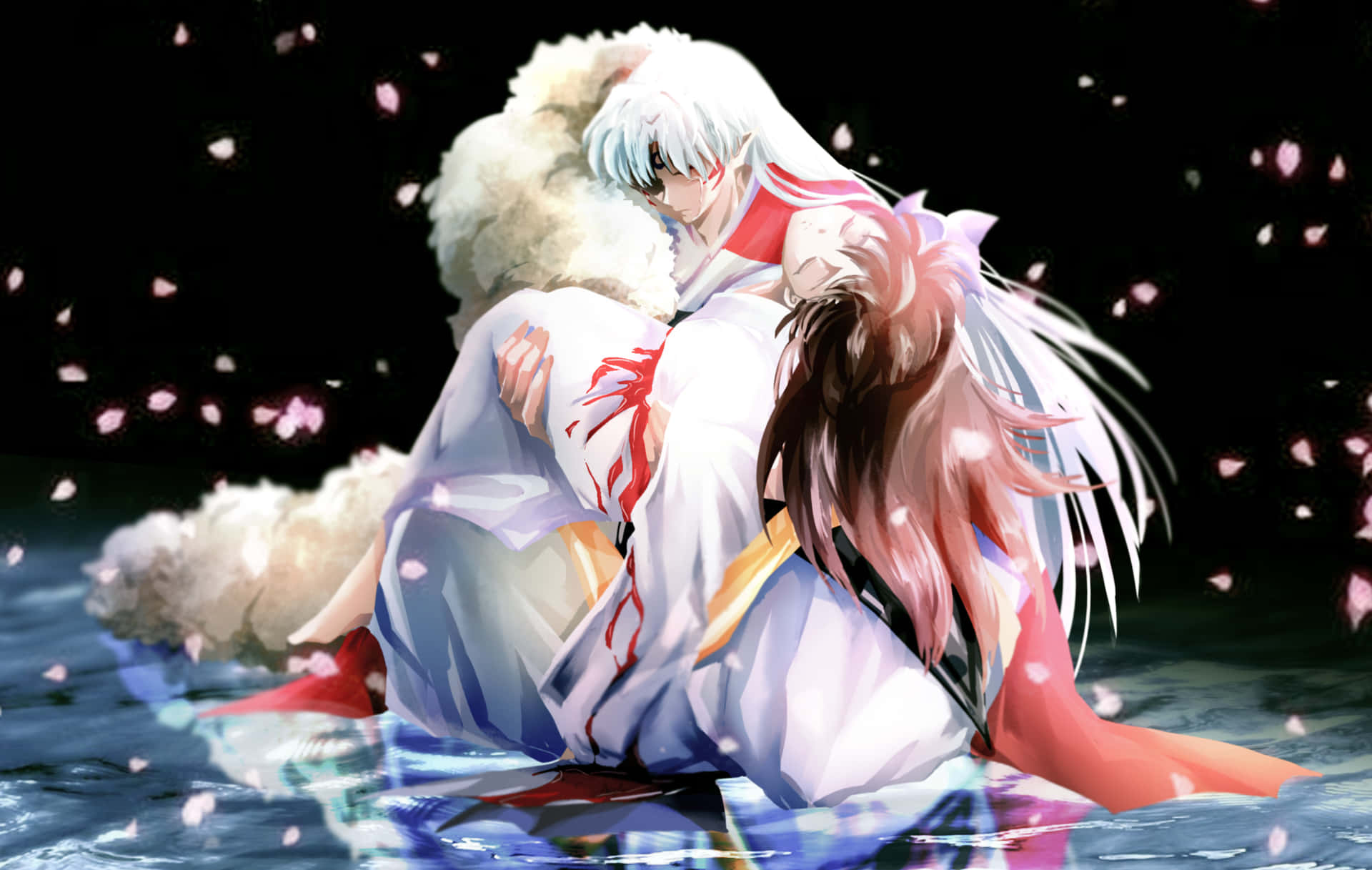 Inuyasha and Rin Smiling Together Wallpaper
