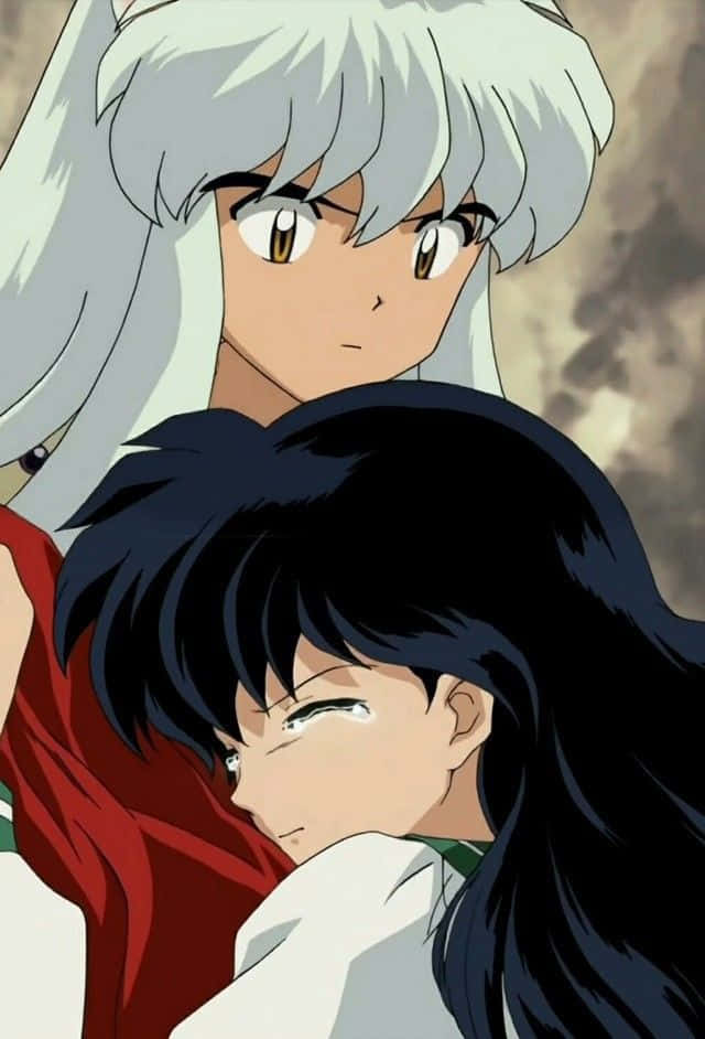 Inuyasha and Rin sharing a moment Wallpaper