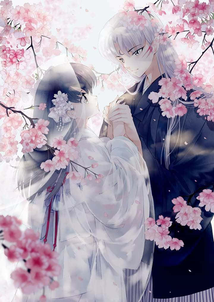 Inuyasha and Rin sharing a heartfelt moment Wallpaper