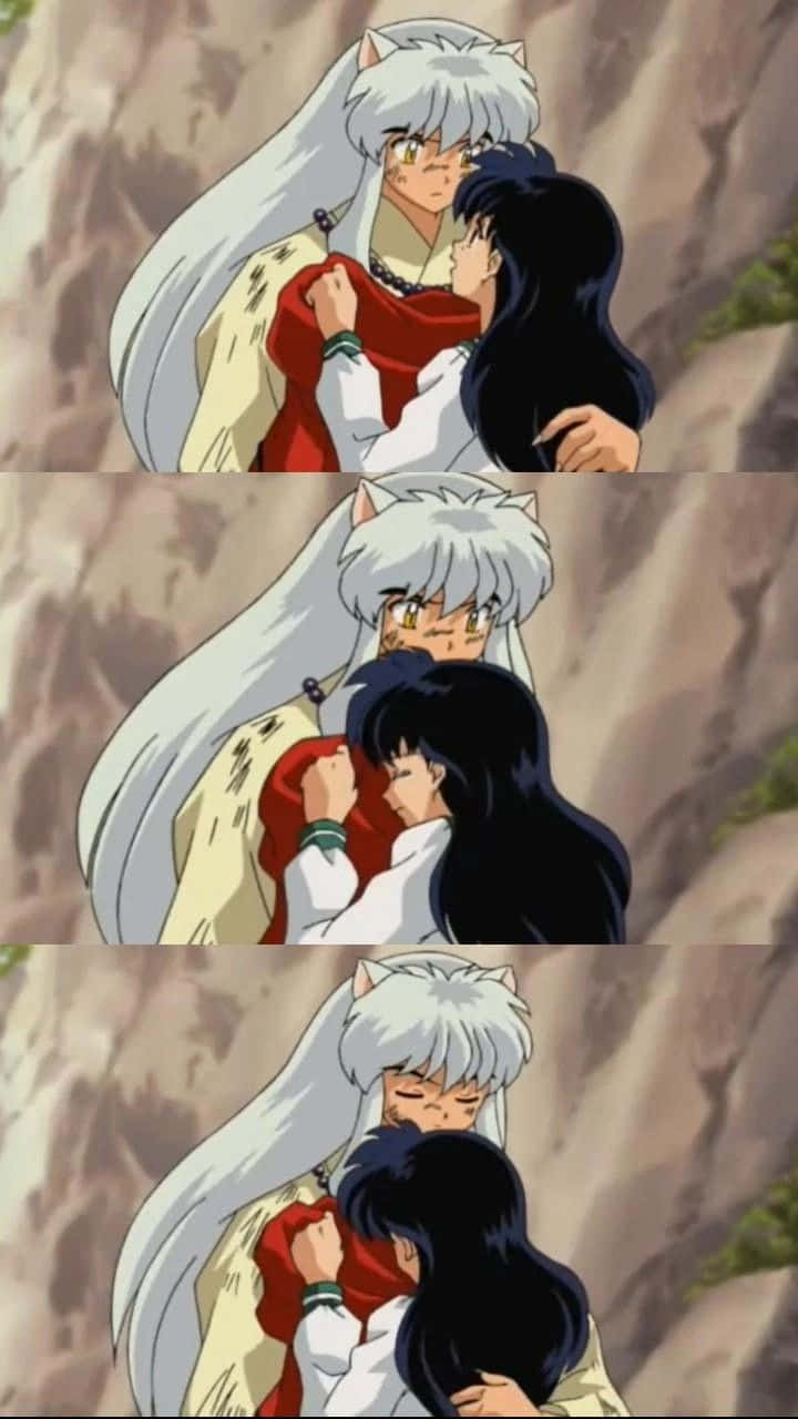 Inuyasha and Rin sharing a heartfelt moment Wallpaper