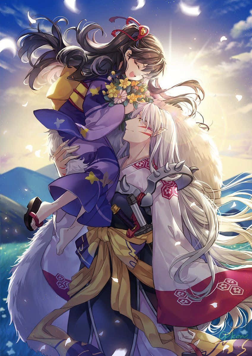 Inuyasha and Rin, a Heartfelt Bond Wallpaper