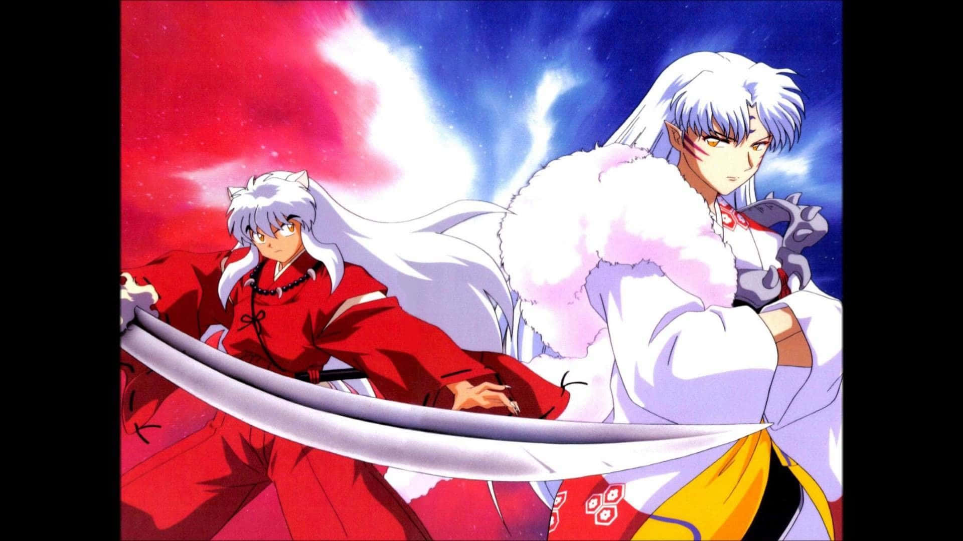 The iconic brothers, Inuyasha and Sesshomaru, ready for battle in a stunning HD wallpaper Wallpaper