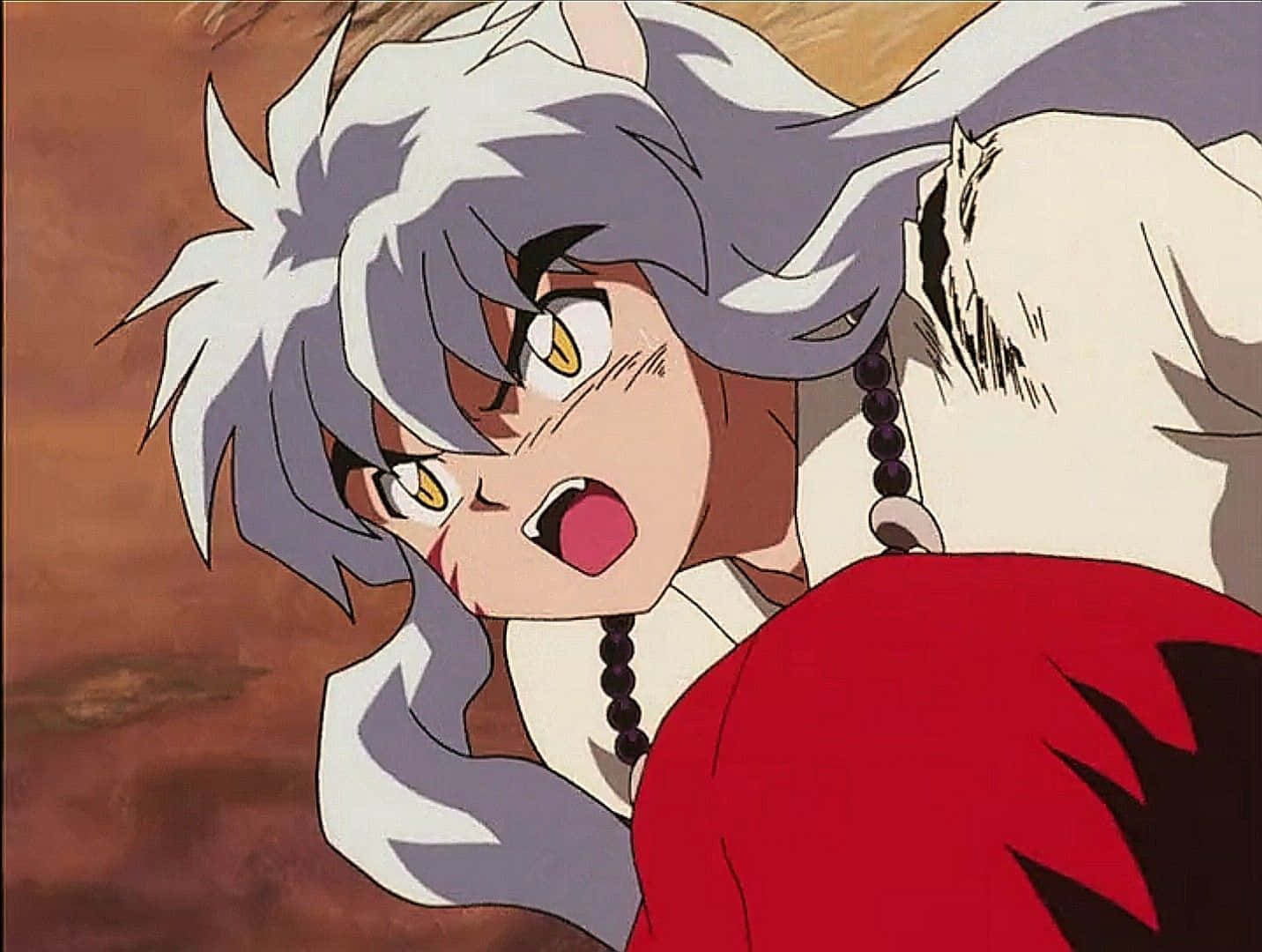 Inuyasha and Shippo sharing a moment together Wallpaper