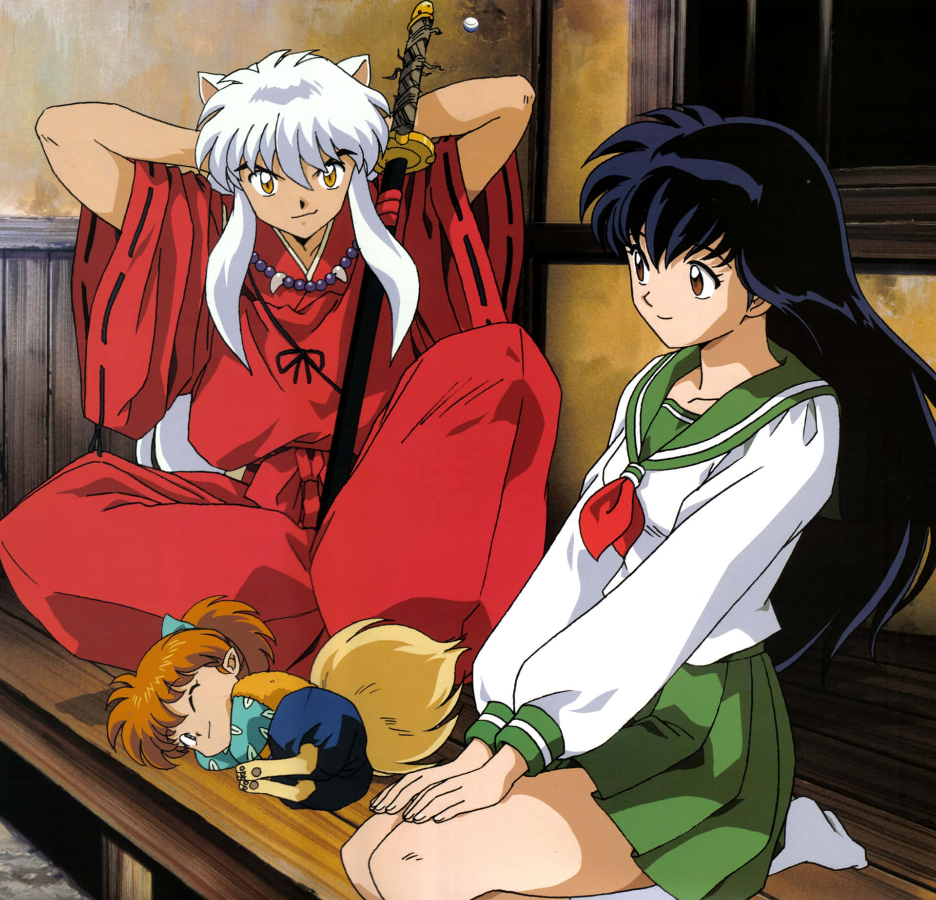 Caption: Inuyasha and Shippo bonding in a serene moment Wallpaper