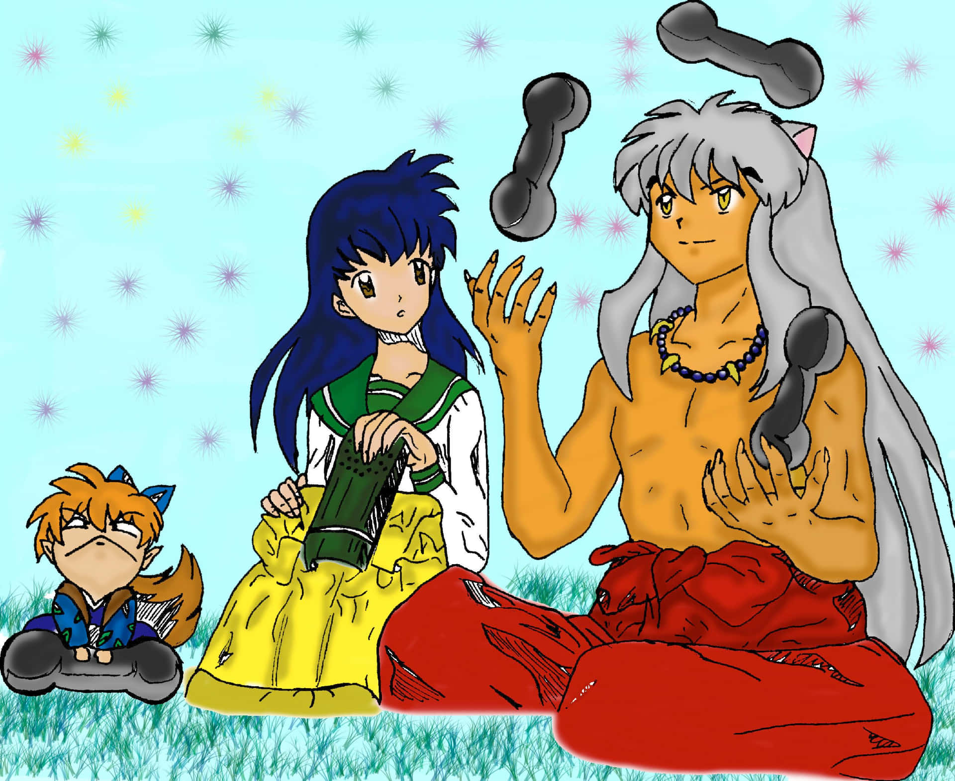 Inuyasha And Shippo Engaged In A Heartfelt Moment Wallpaper