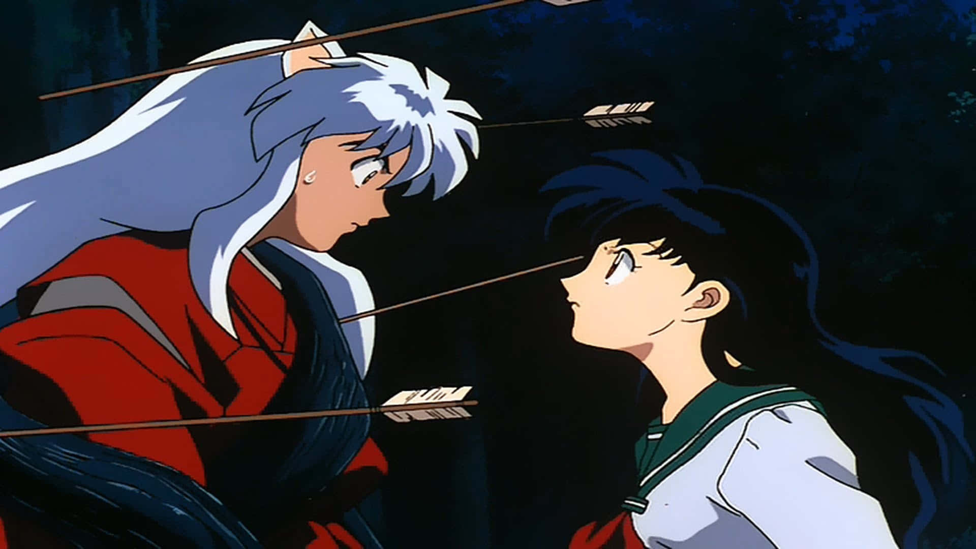 Protecting Kagome and the Sacred Jewel with determination