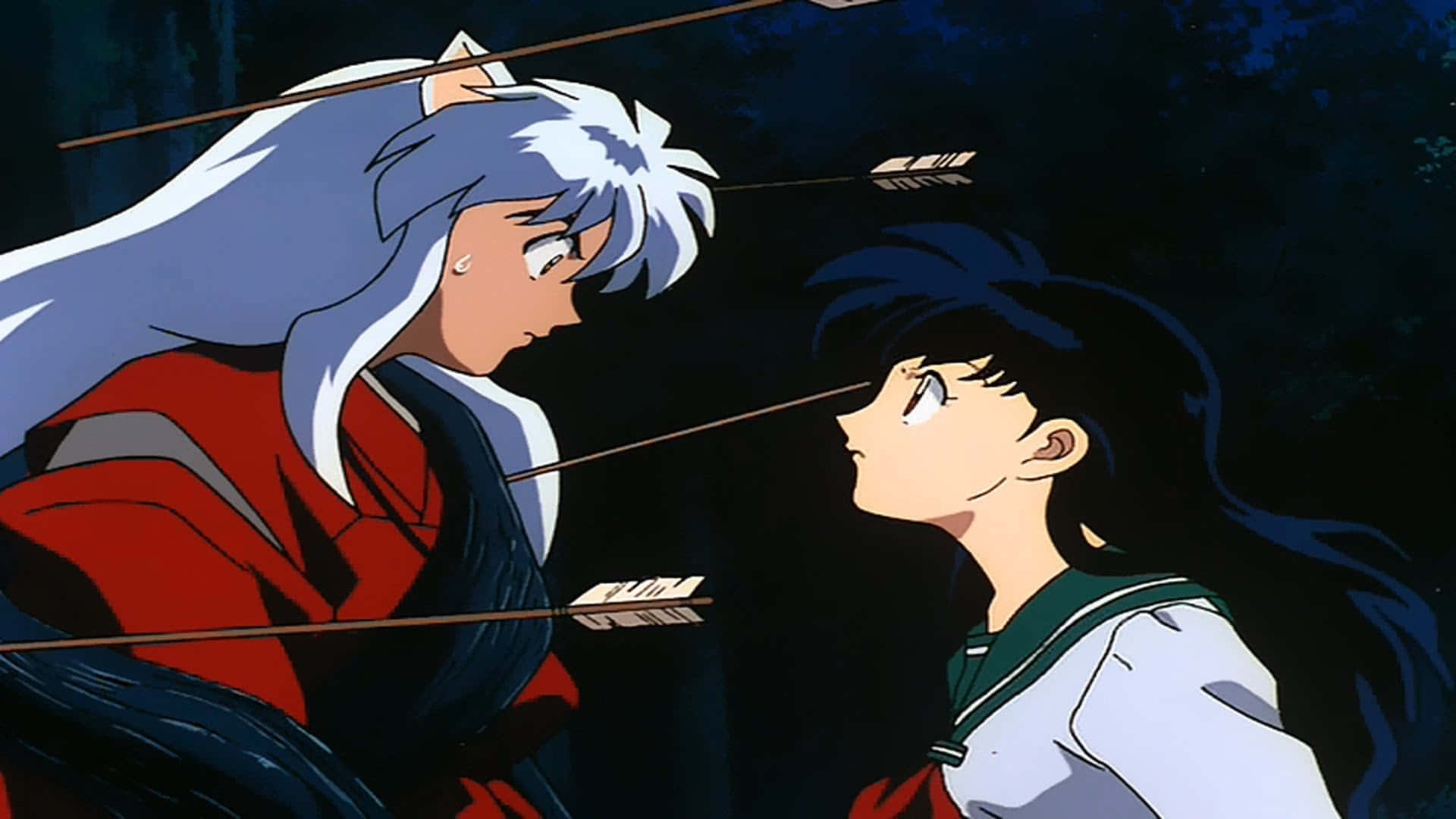 Protegiendoa Kagome Y La Joya Sagrada Con Determinación