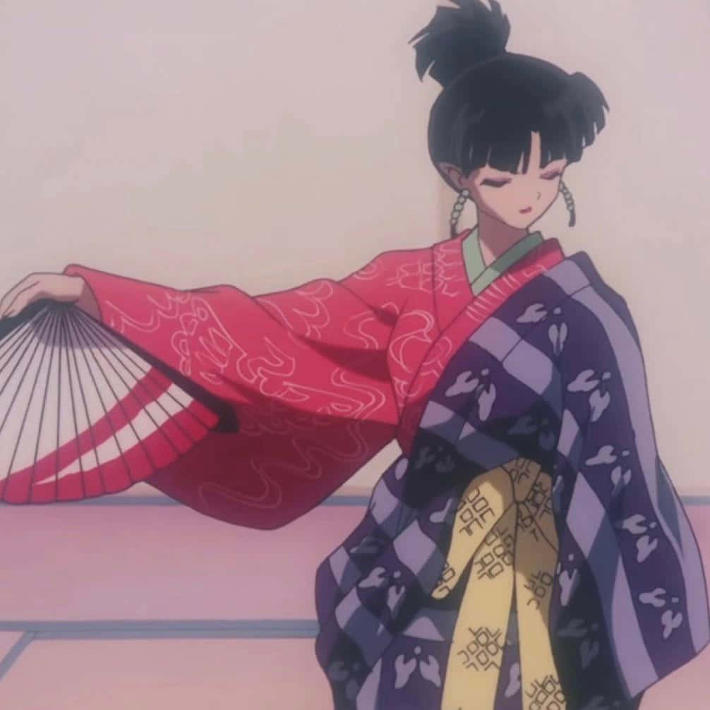 Kagura, the Wind Sorceress from Inuyasha Anime Series Wallpaper