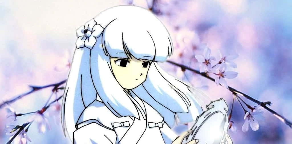 Mesmerizing Kanna from Inuyasha surrounded by an enigmatic aura Wallpaper