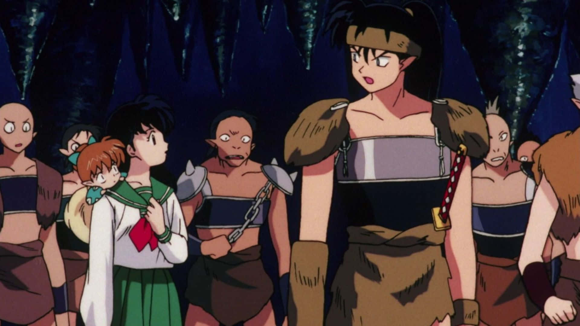 Inuyasha and Koga face off in a fierce battle Wallpaper