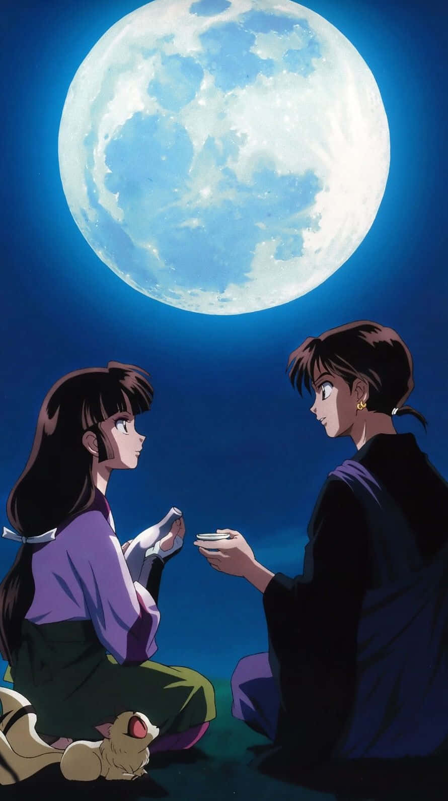 Pertemuan Inuyasha Di Bawah Cahaya Bulan Wallpaper