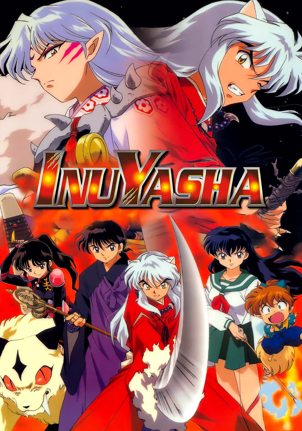 Inuyasha and his friends encountering a mischievous Nekomata Wallpaper