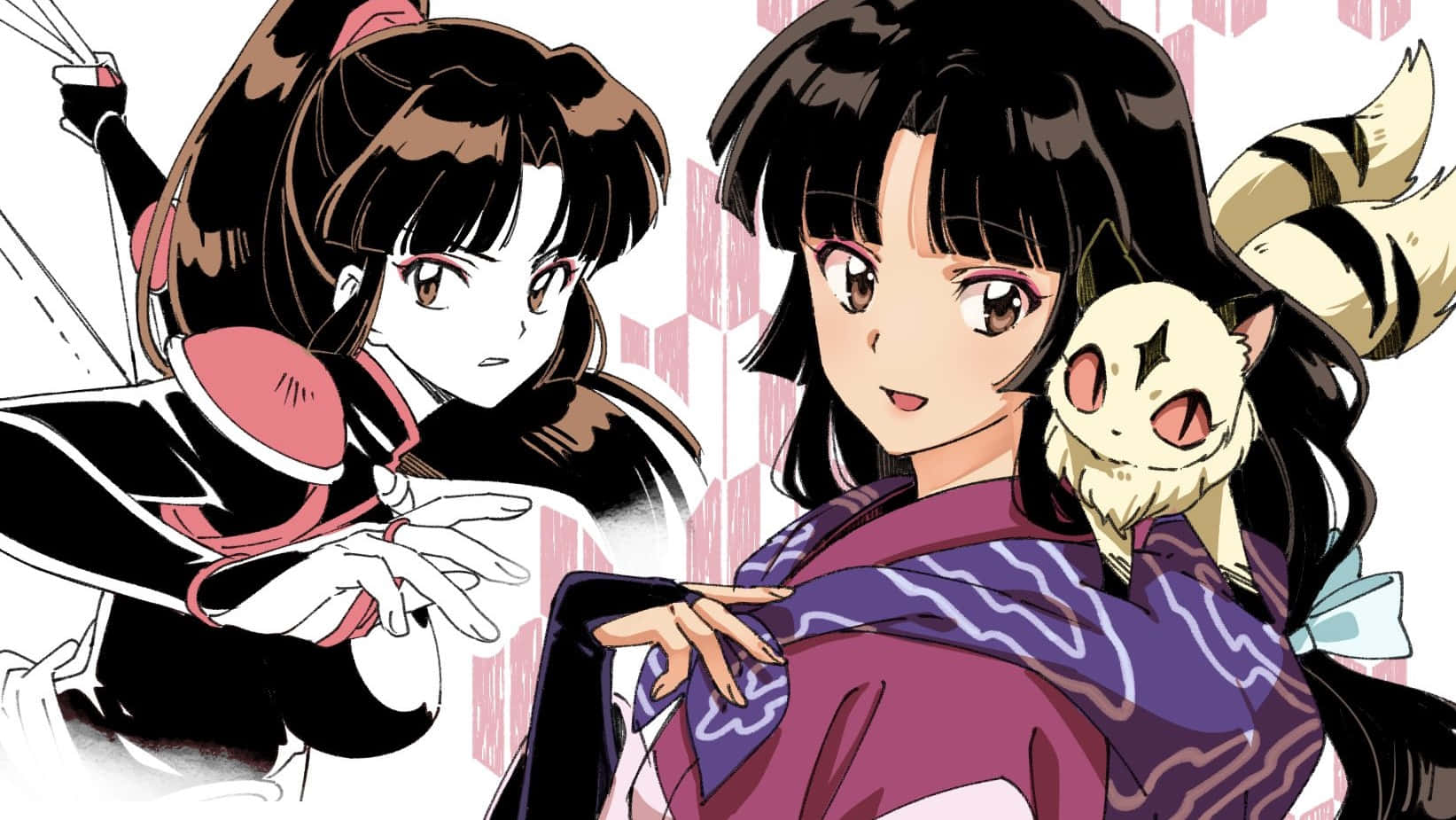 Inuyasha and Nekomata: Unlikely Allies Wallpaper