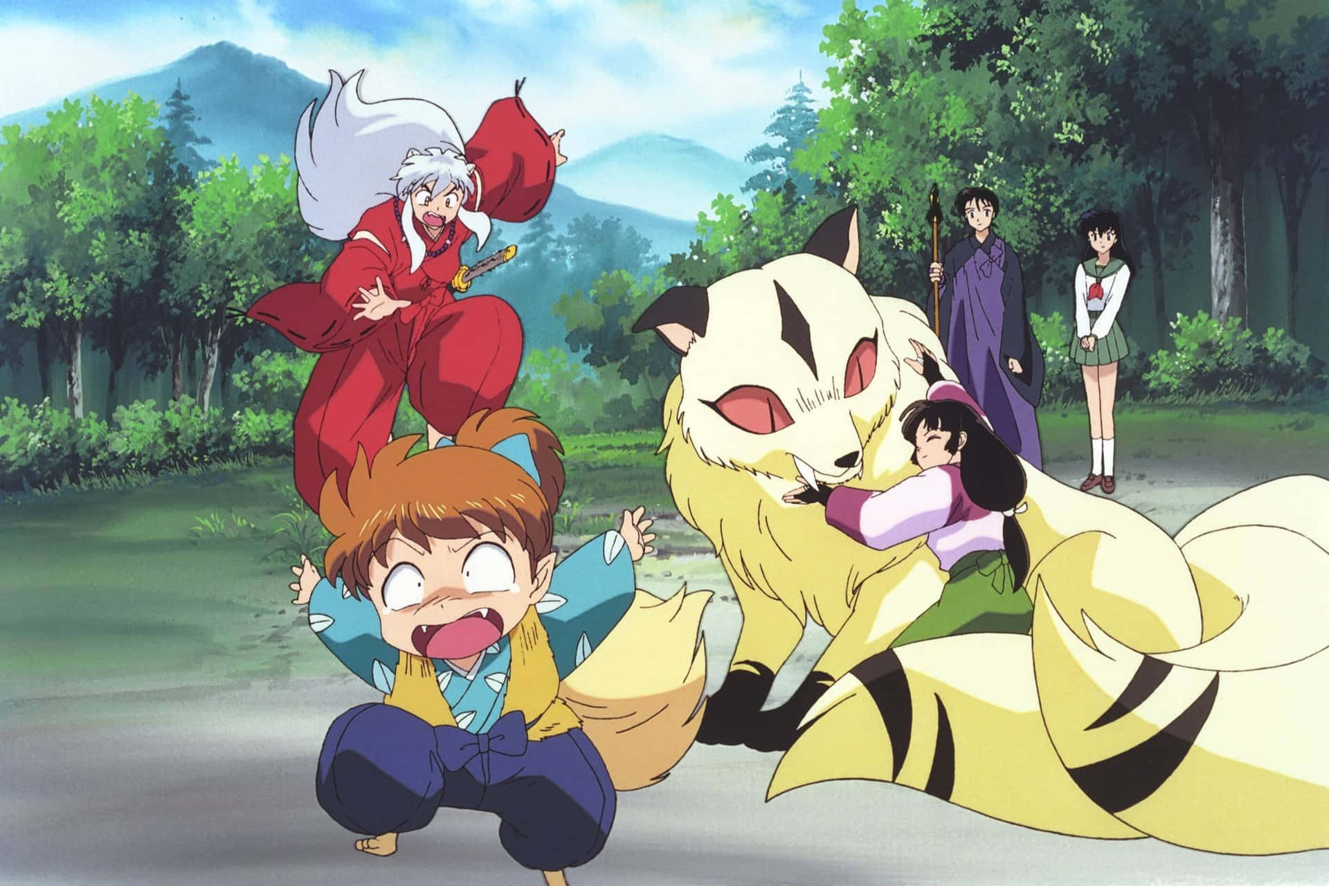 Inuyasha Dan Teman-teman Dengan Kirara.jpg Wallpaper