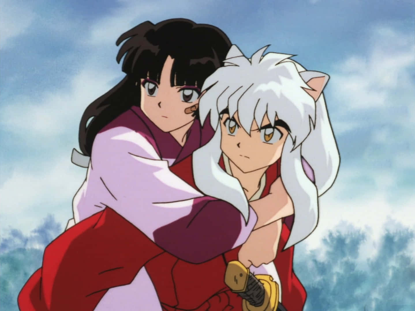 Inuyasha En Kagome Close Up Achtergrond