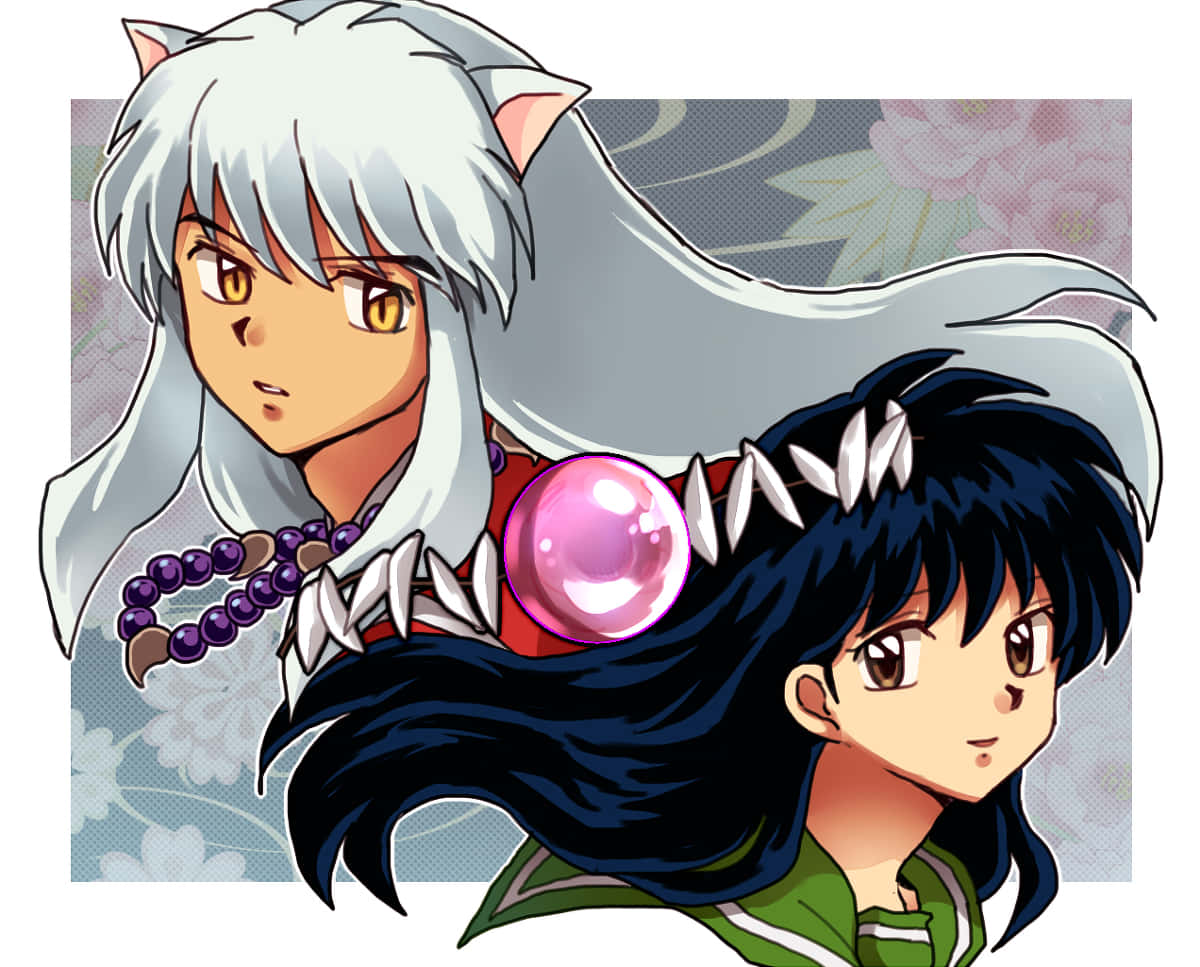 Inuyasha En Kagome Met Shikon Juweel Achtergrond