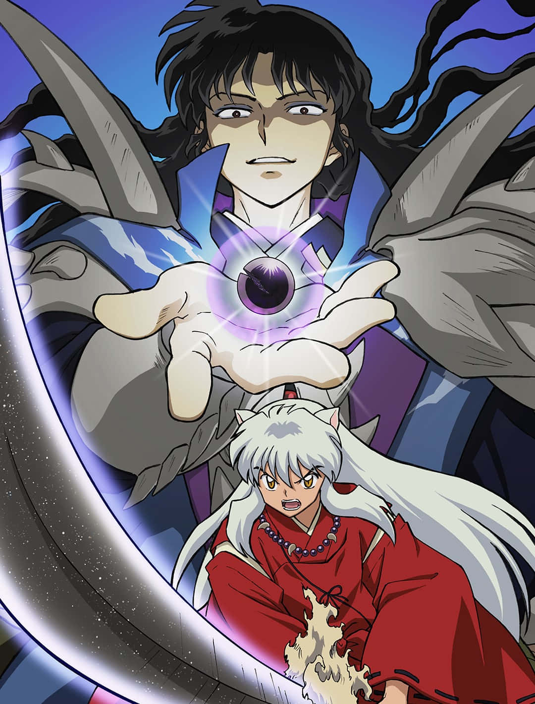 Inuyasha En Miroku Met Shikon Juweel Achtergrond