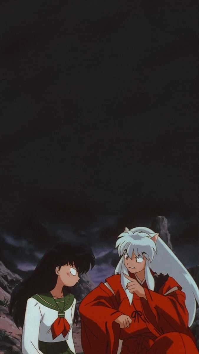 Inuyasha En Sango Nachtelijke Dialoog Achtergrond