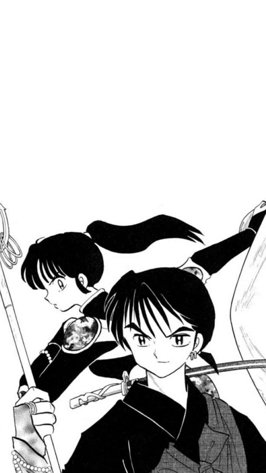 Inuyasha En Sango Klaar Voor De Strijd Achtergrond