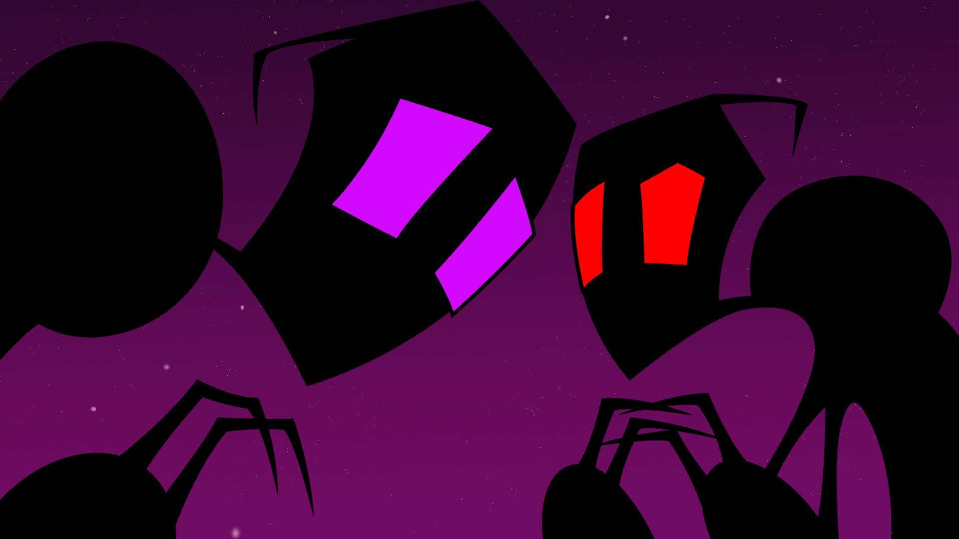 Invader Zim and Gir standing in an apocalyptic city- Artistic 1920x1080 Desktop Wallpaper