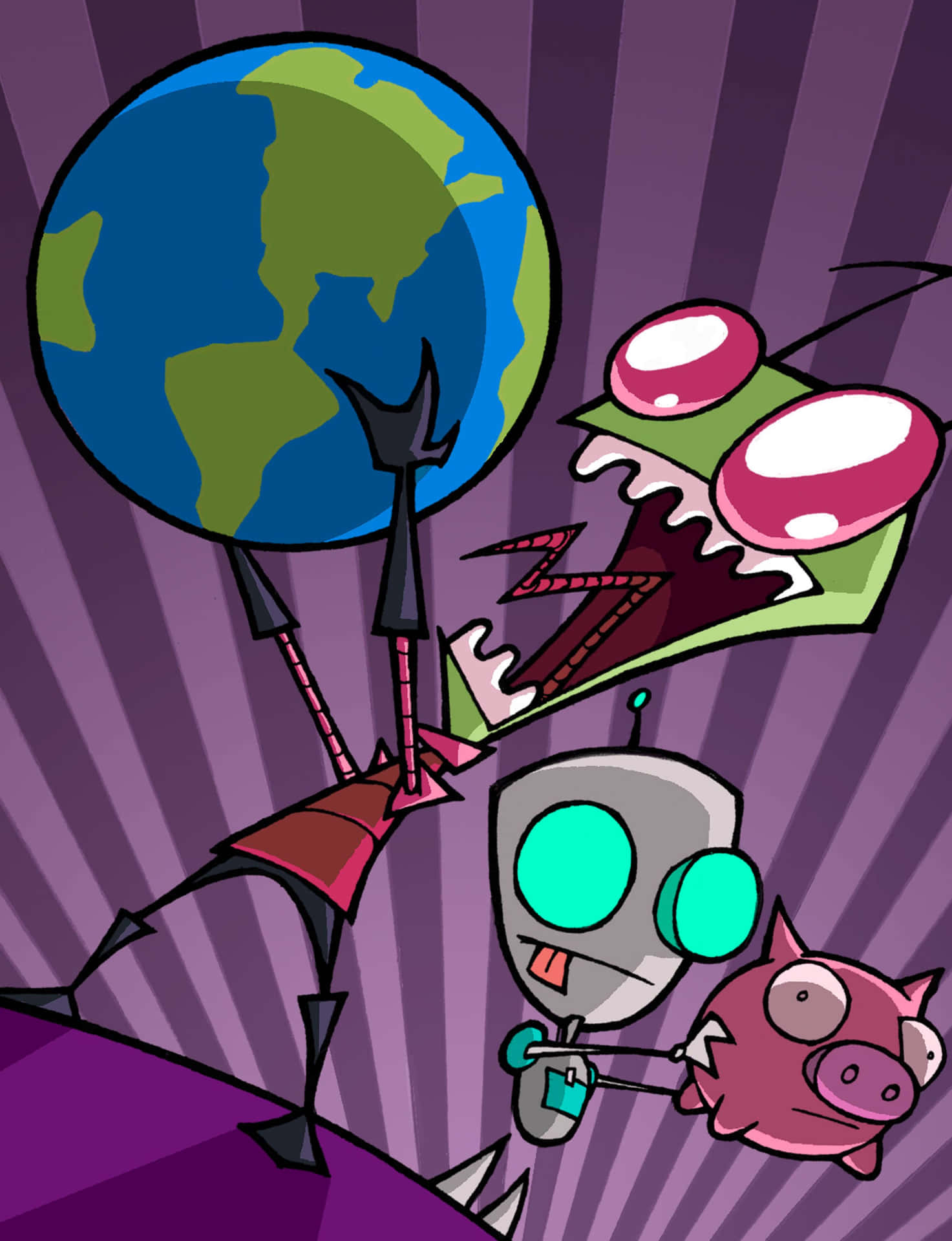 Invader Zim and GIR in action