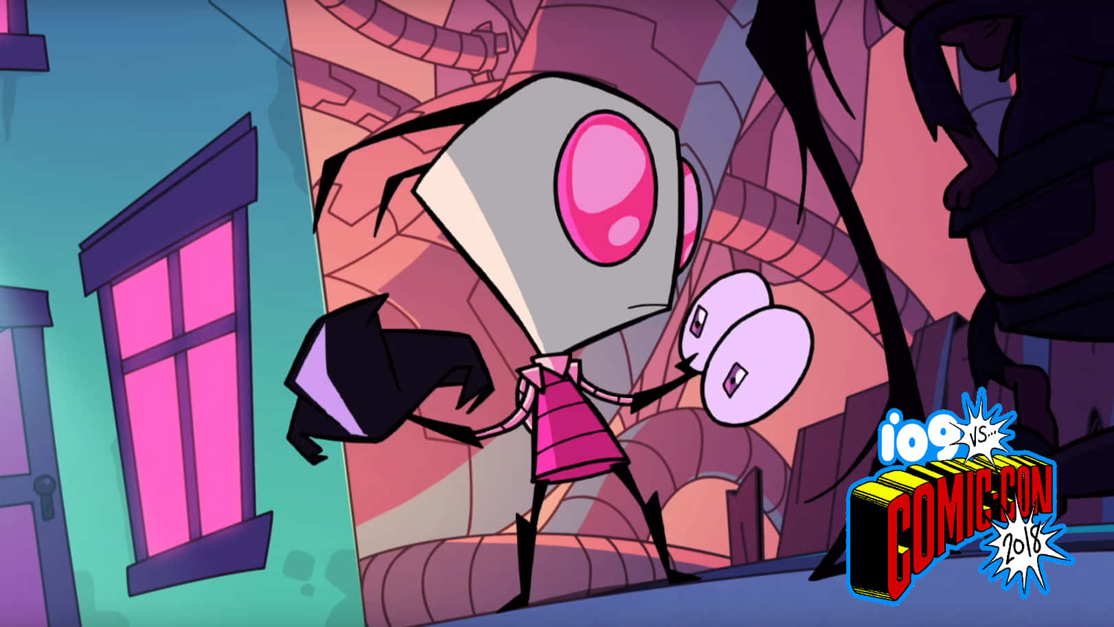 Invader Zim descends from his spaceship