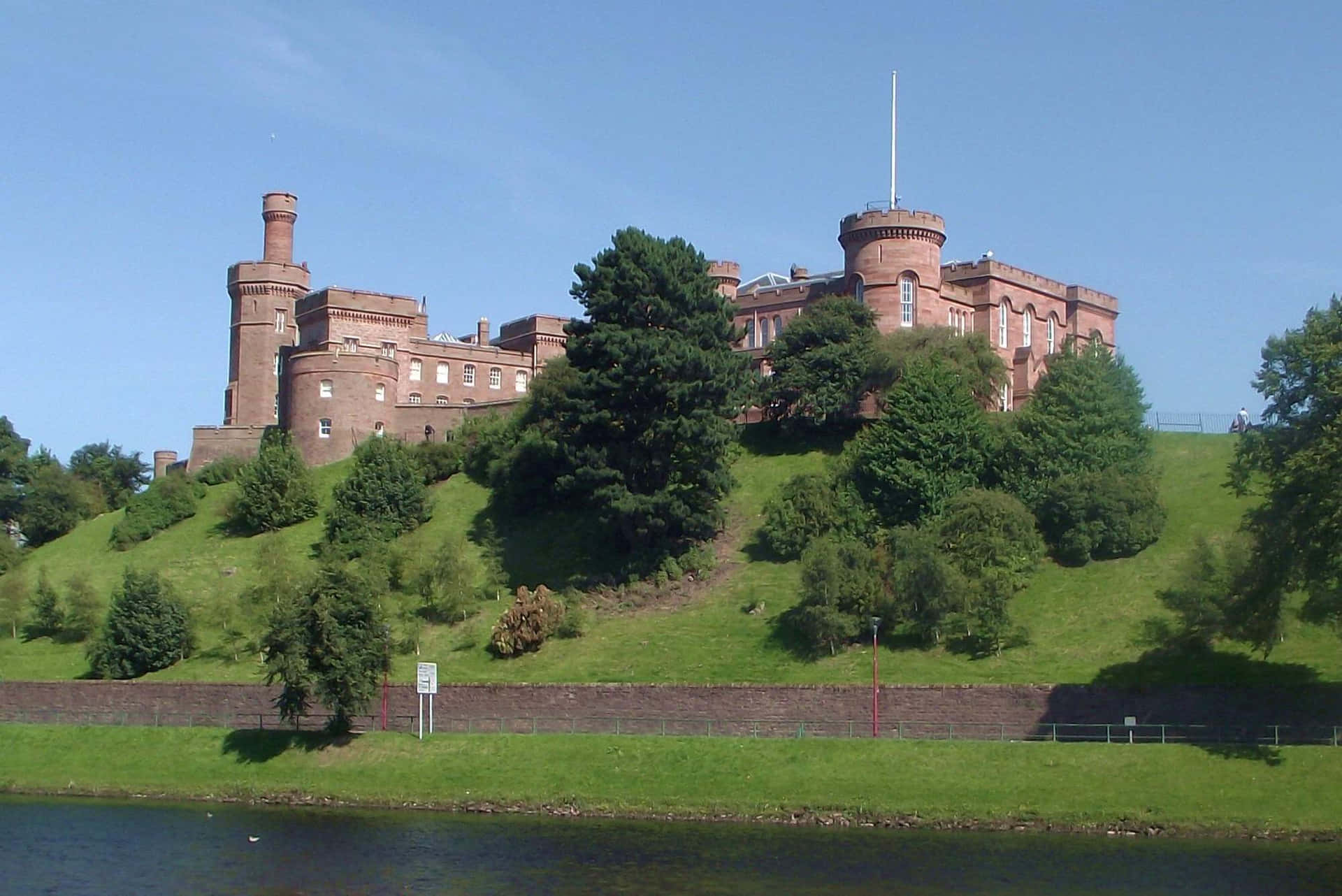 Inverness Castle Scotland Riverside View Wallpaper